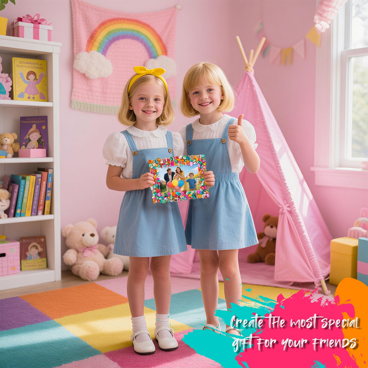 Joyclub DIY Mosaic Photo Frame Craft Kit Mosaic Kits for Kids and Adults Creative Arts and Crafts Mosaic Tiles Home Decor Handmade Christmas Birthday Gifts for Girls Ages 6-12 Joyclub