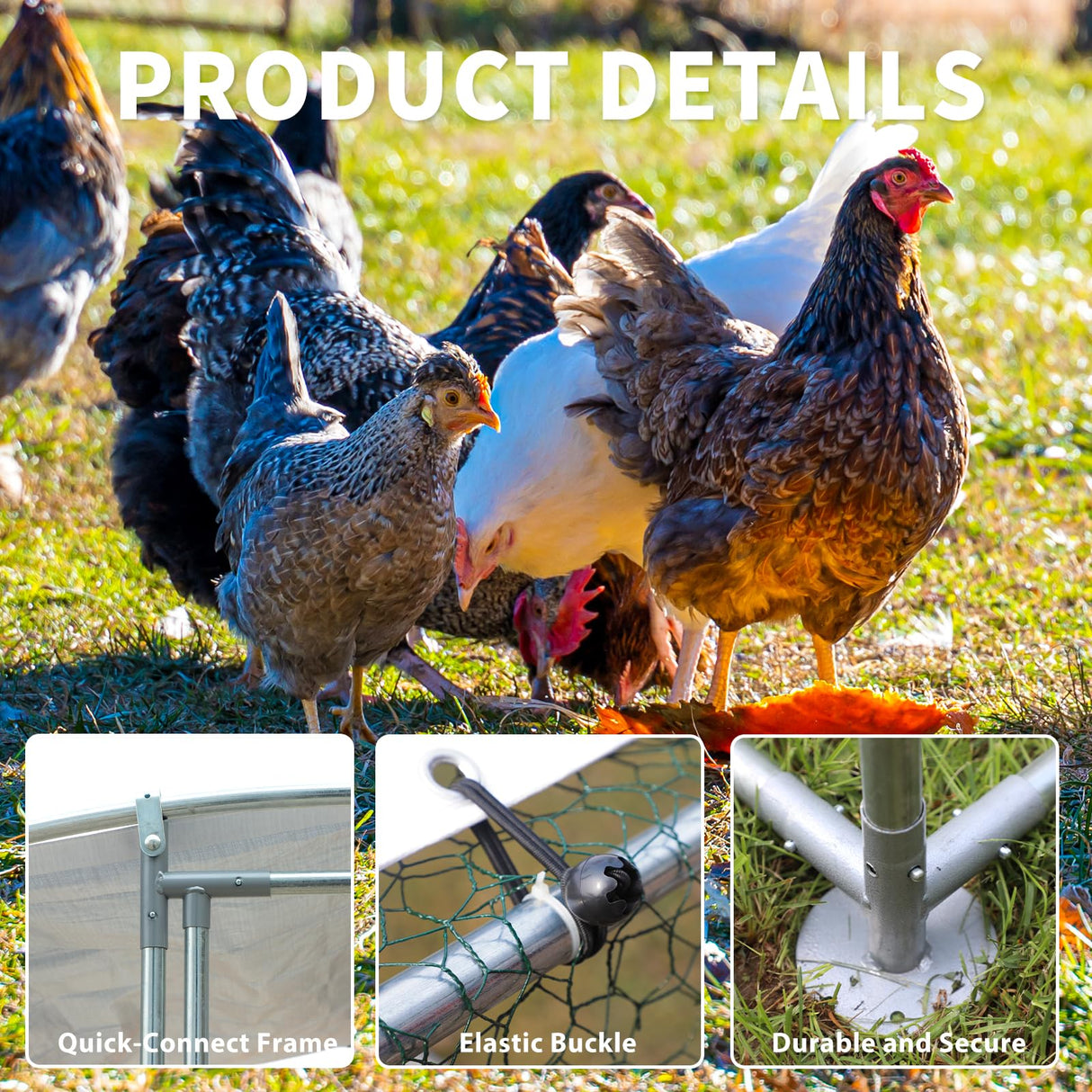 NUGRIART Large Metal Chicken Coop Walk-in Poultry Cage with Water-Resident and Anti-UV Cover Duck Rabbit Cat House Outdoor Chicken Run Pen with Round Roof NUGRIART