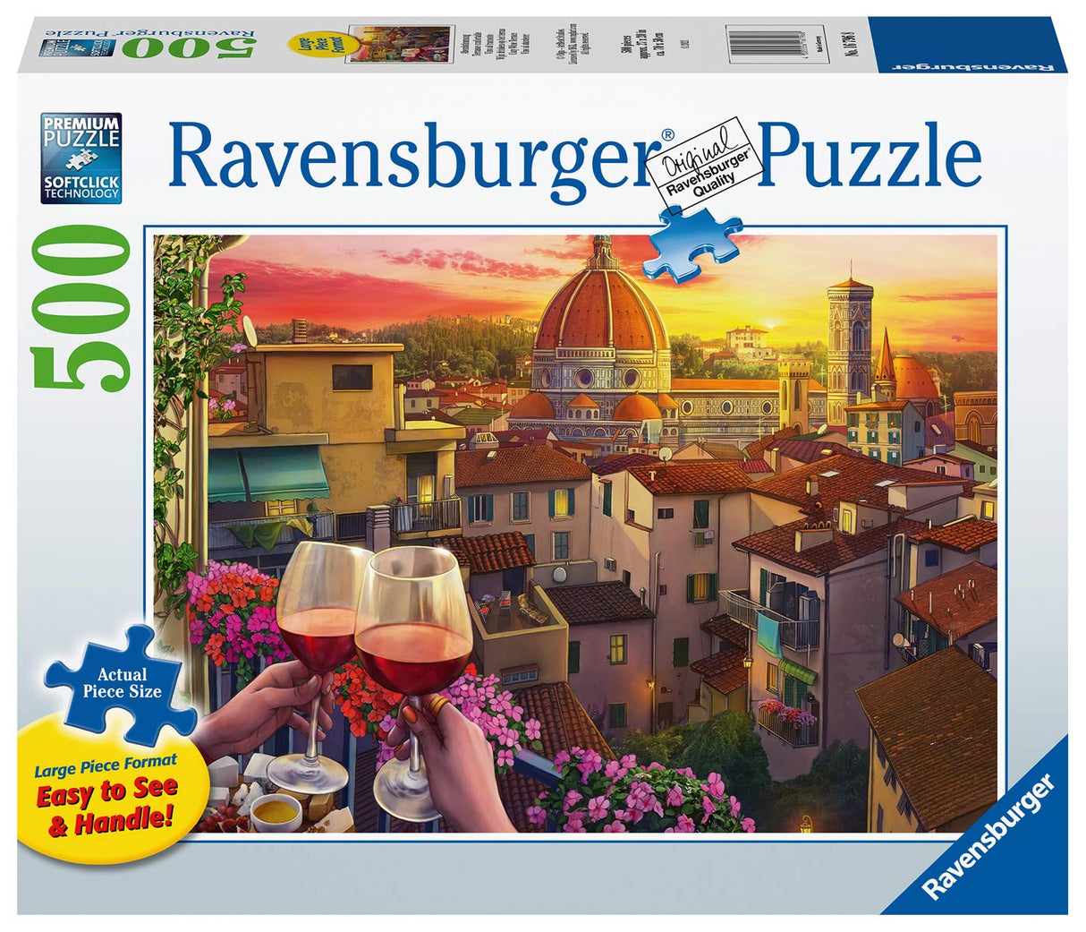 Ravensburger Cozy Wine Terrace - 500 Piece Large Format Jigsaw Puzzle | Unique Softclick Technology | Premium Matte Finish | Ideal for All Ages Ravensburger
