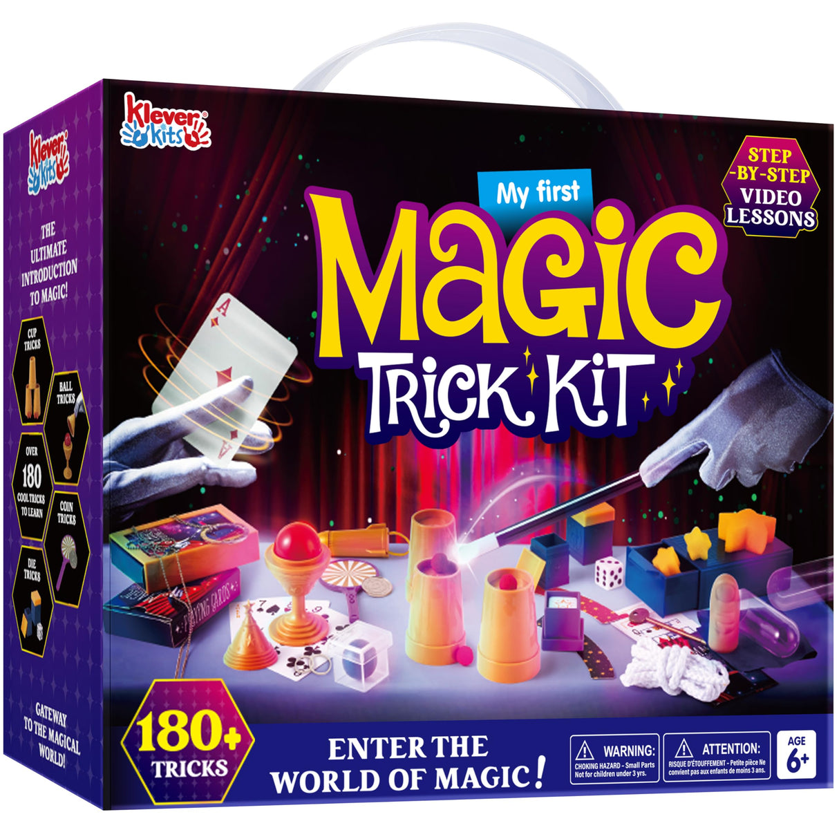 Klever Kits 180+ Magic Set- My First Magic Trick Kit- Amazing Magician Toy with Step-by-Step Video Lessons, for Kids Aged 6+ Easy Tricks of Wand and Illusion Cards Klever Kits