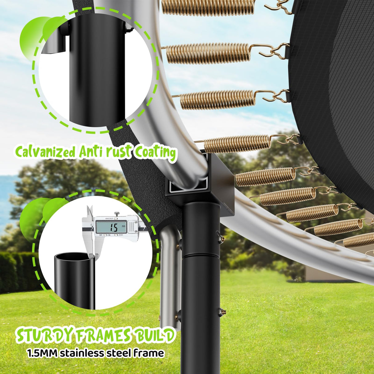 Gigu 14 FT Trampoline with Basketball Hoop Water Sprinkler Spiral Ground Stakes Trampolines Outdoor Yard for Adults Kids Gigu