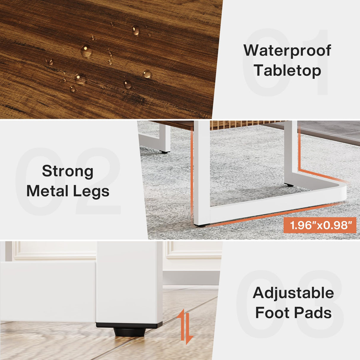 Tribesigns 63" Executive Desk with Bottom Shelves, Large Office Computer Desk, Modern Simple Workstation Business Furniture for Home Office (Walnut & White) Tribesigns