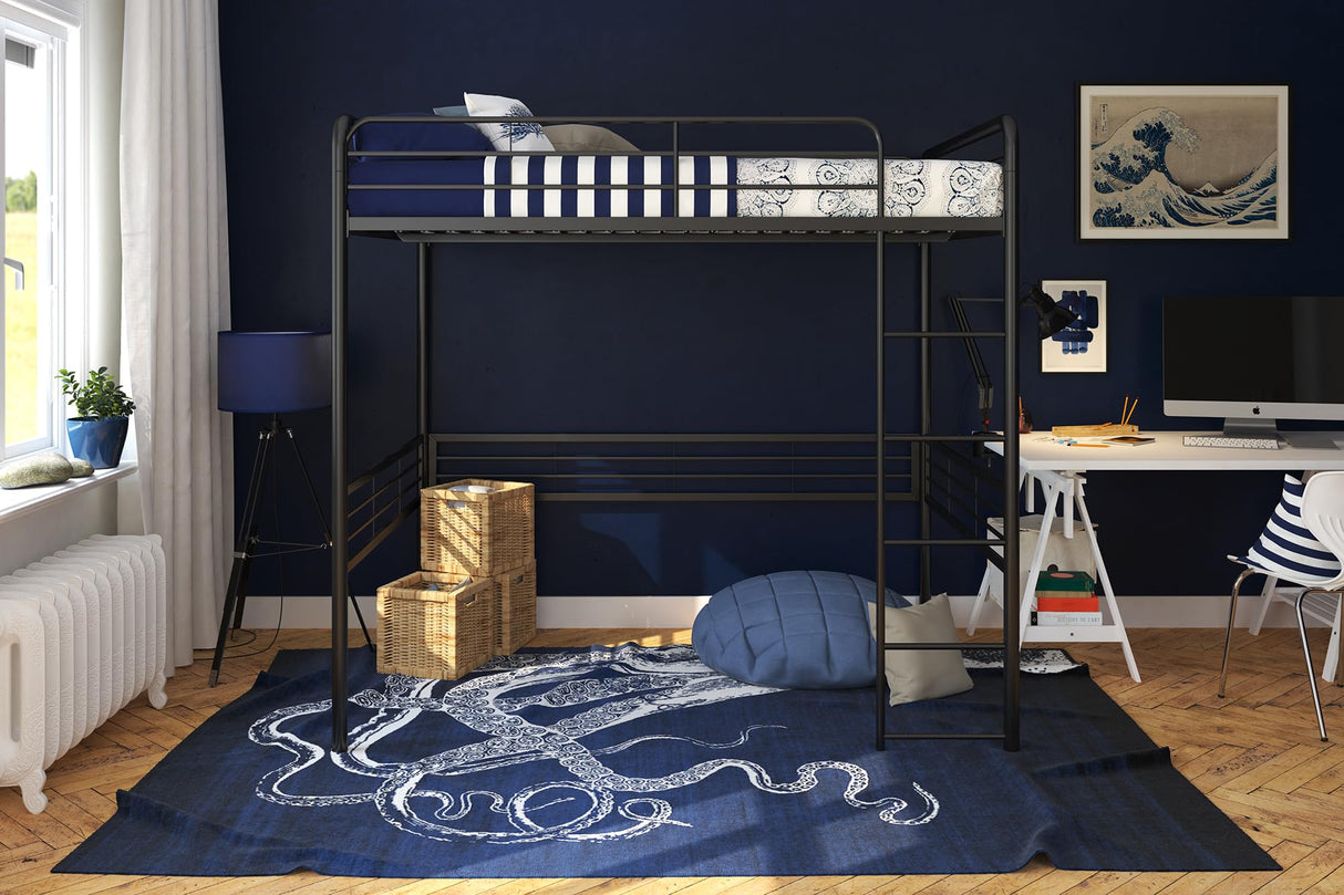 DHP Tommy Industrial Full Metal Loft Bed in Black DHP