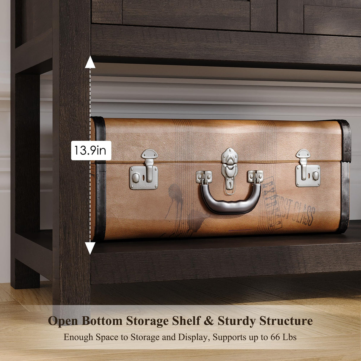 HOSTACK Buffet Sideboard Cabinet with Storage, 47.2" Modern Farmhouse Coffee Bar with 2 Drawers, Barn Door Console Table with Shelf for Kitchen, Dining Room, Living Room, Entryway (Dark Brown) HOSTACK