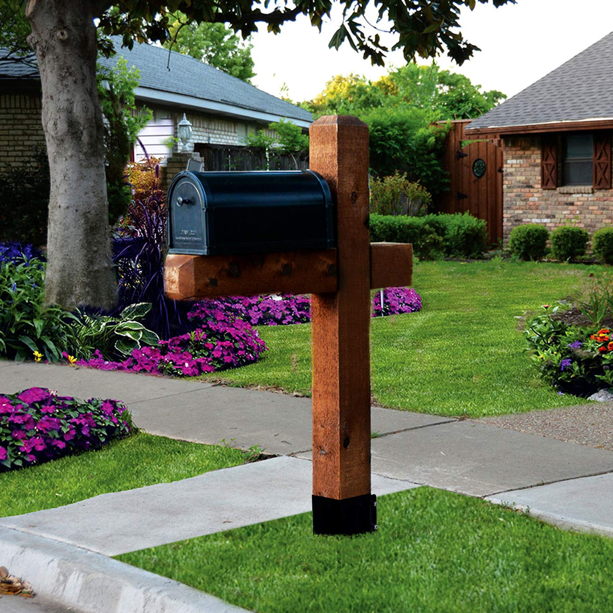 Sekcen 6 Pcs Fence Post Anchor Ground Spike 4x4 Metal Post Stake 24 Inch for Mailbox Deck Railing Black Sekcen