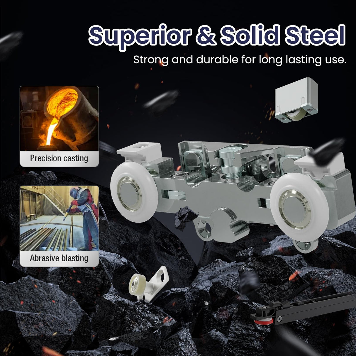 SMARTSTANDARD 40" Concealed Sliding Barn Door Hardware Kit with Soft Close Mechanisn, Wall Mount Concealed System, Aluminum (Door Not Included) SMARTSTANDARD