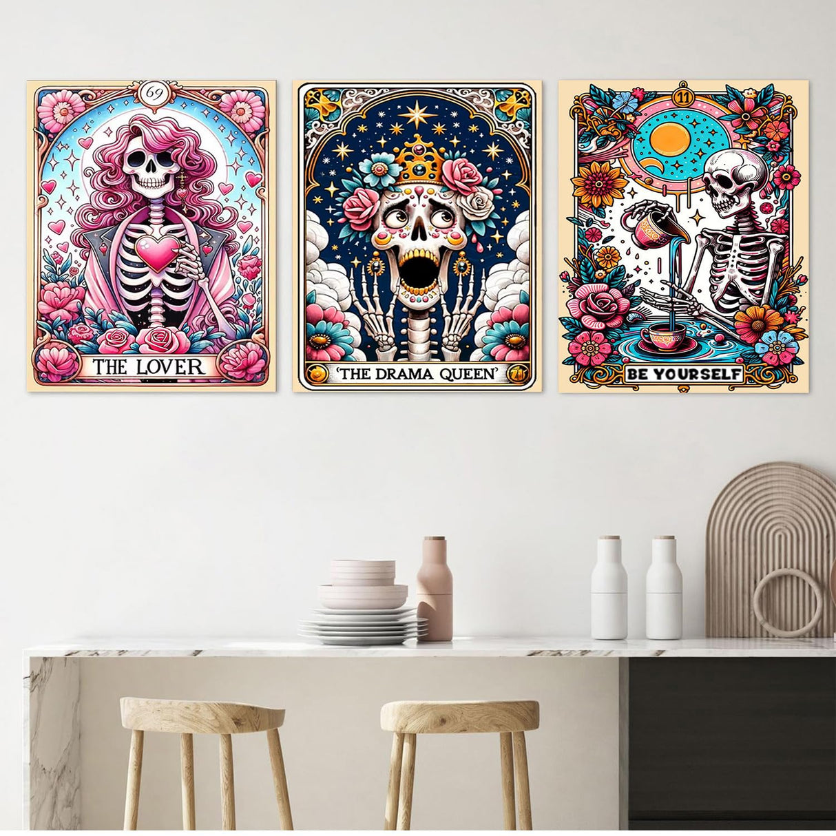 GOUOYANA Skull Diamond Art Kits for Adults - 9pcs, Tarot Card Diamond Painting for Beginners, DIY Full Rhinestone 5D Gothic Diamond Painting Kits (Gemstone Craft), Home Wall Decoration (12x16 inch) GOUOYANA