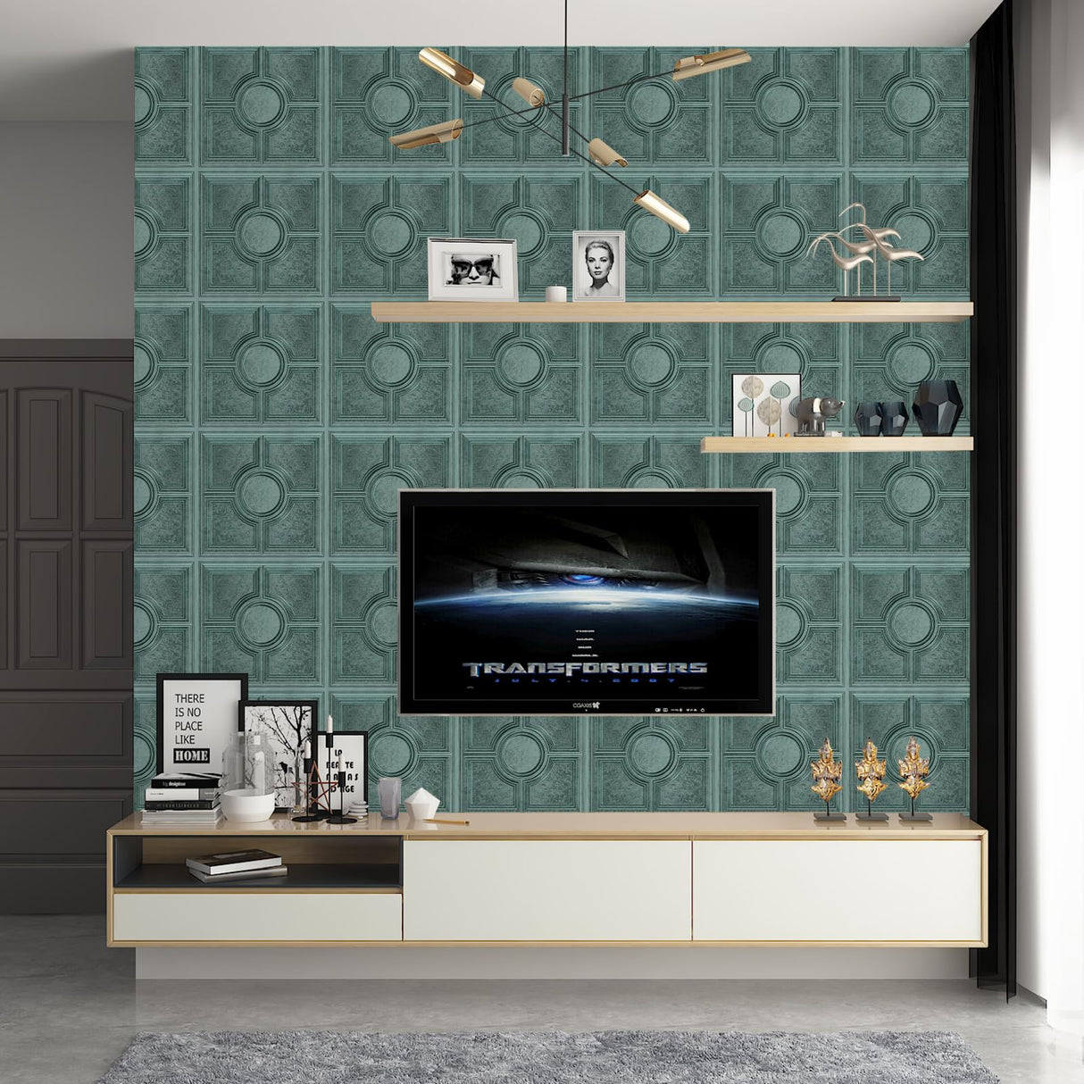 STICKGOO PVC Ceiling Tiles 24 x 24in, Antique Green Bronze Decorative Drop Ceiling Tiles,12-Pack Cover 48 Sq. Ft STICKGOO