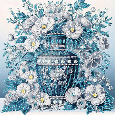 Stalente Diamond Painting Kits for Adults Flower, 5D Special Shape Diamond Art Kits for Beginners, Crystal Rhinestones Diamond Painting for Home Wall Decoration Gift 12×12inch, Vase