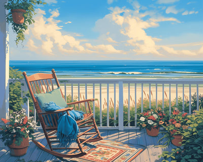 croshom Paint by Numbers Kit for Adults Beginner, Easy Paint by Numbers Kits for Adults, Suitable for Gifts and Home Wall Decor 16" x 20", Sea Landscape