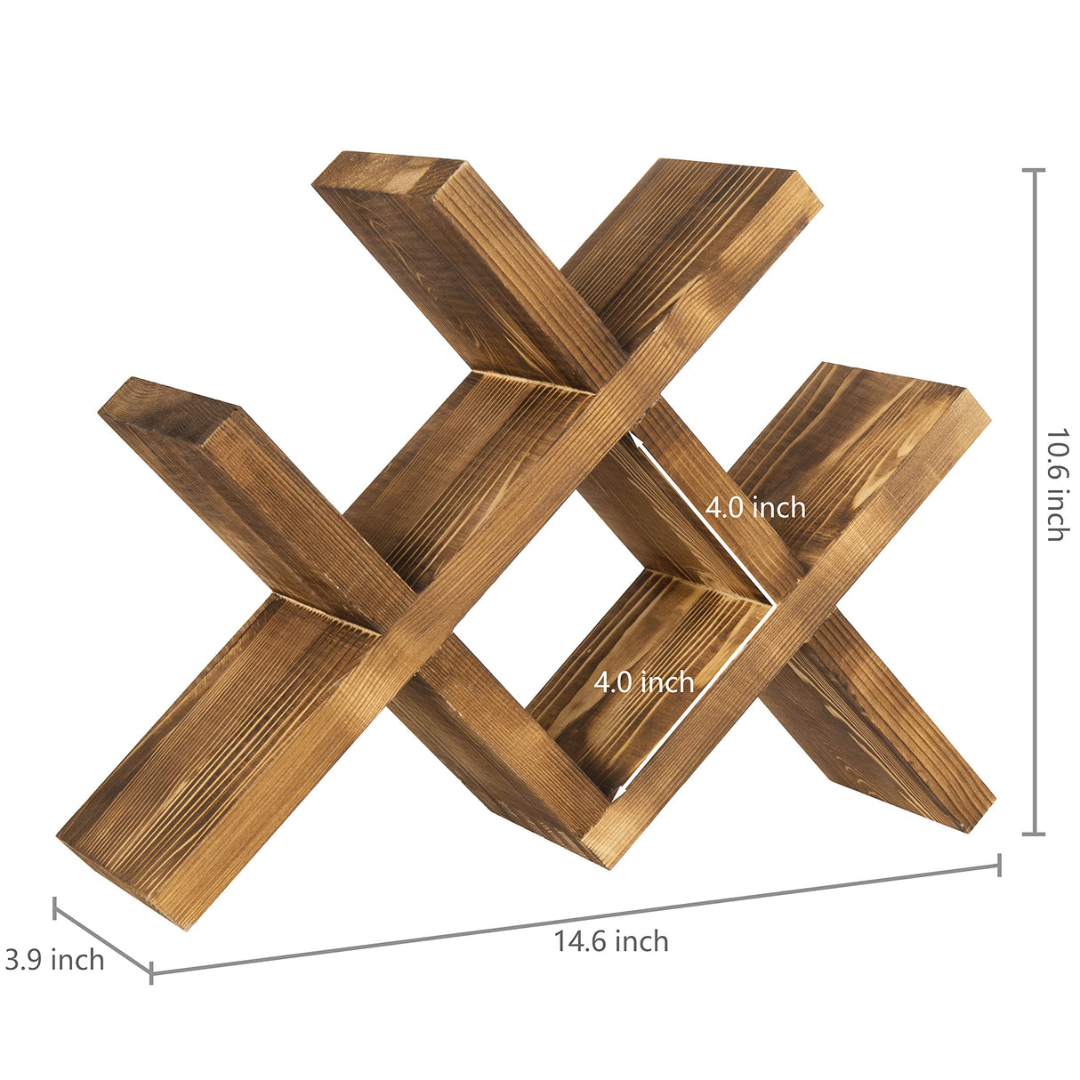 MyGift 4-Bottle Countertop Rustic Brown Wood Wine Rack MyGift