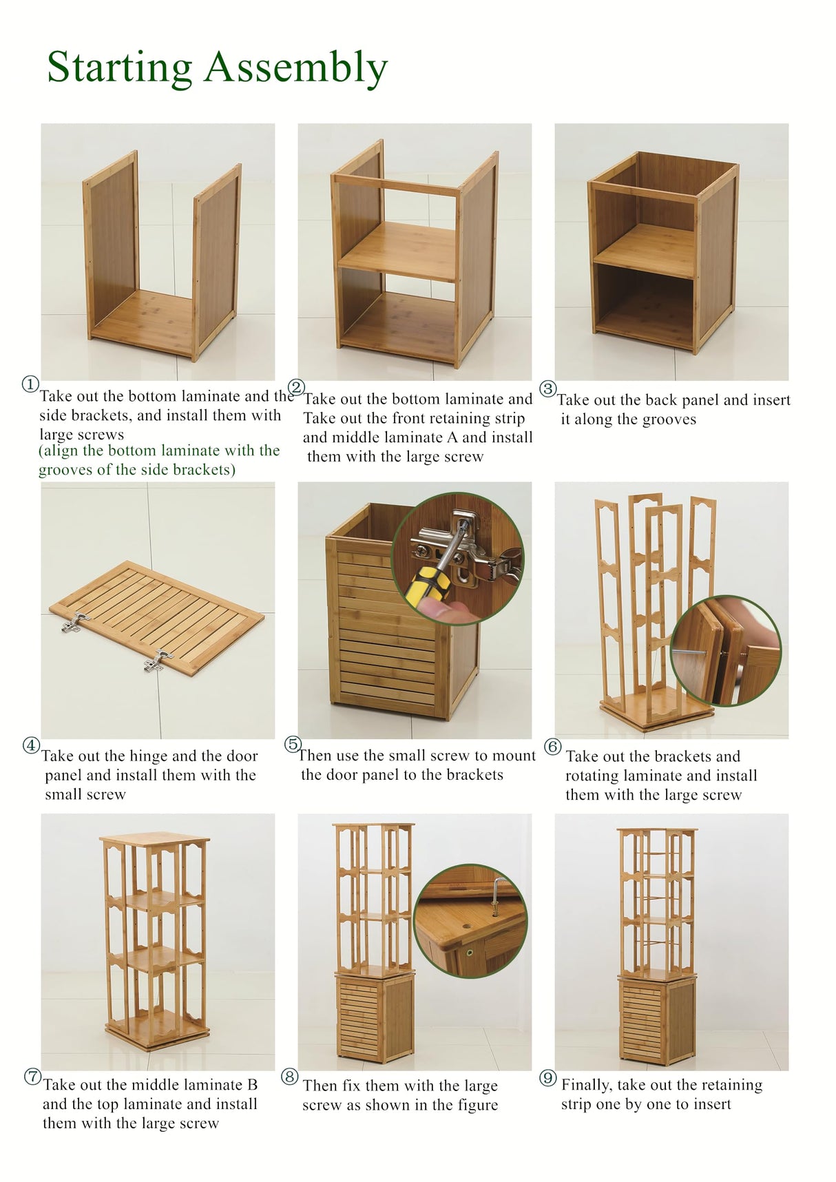 360° Rotating 6-Tier Bamboo Bookshelf with Shutter Door - Stylish Storage Rack for Small Spaces OUKANING