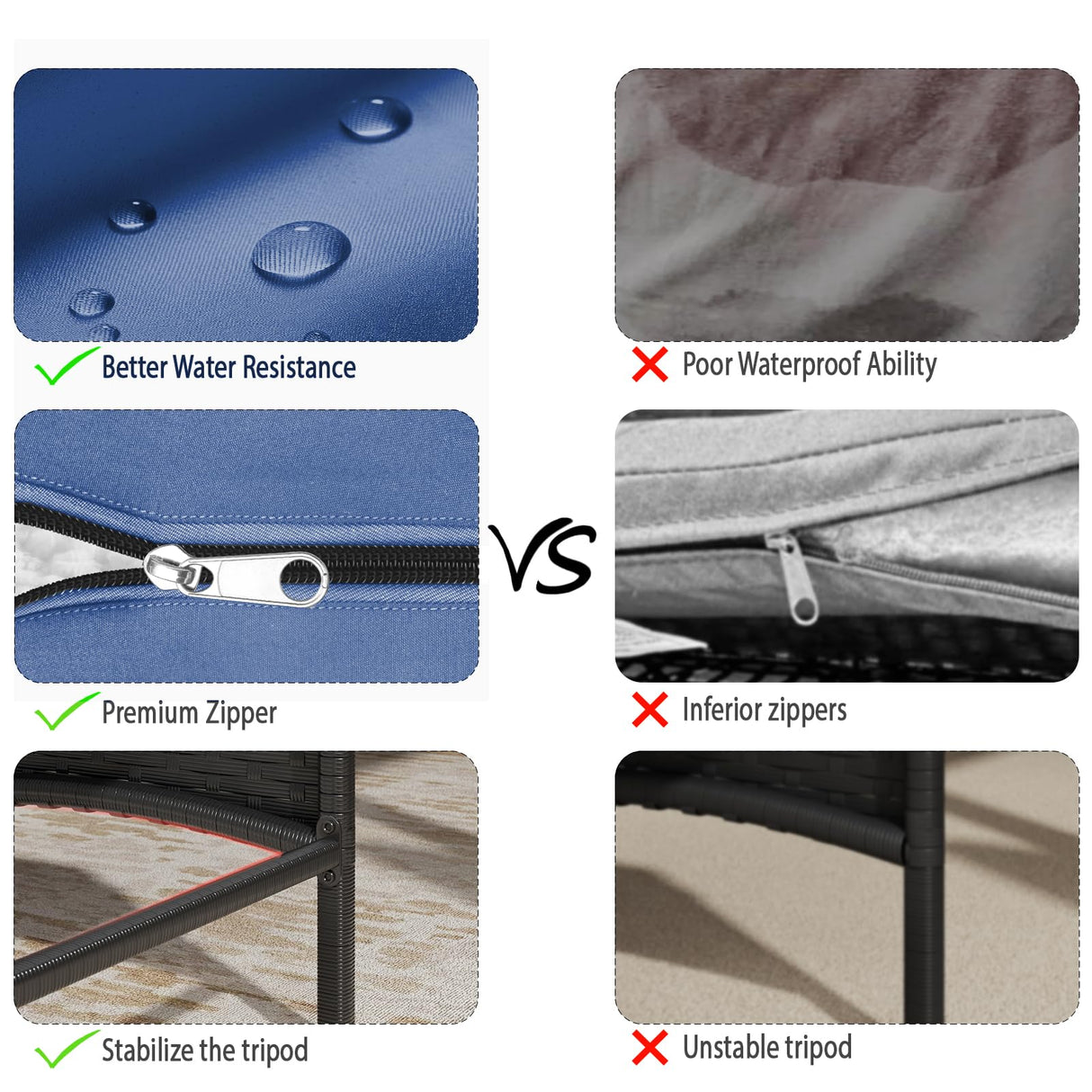 Temminkii 7 Piece Outdoor Dining Set, All-Weather Patio Furniture with Seat & Back Cushions, Conversation Sectional Sofa Set with Long Glass Coffee Table for Garden, Porch, Lawn, Blue Temminkii