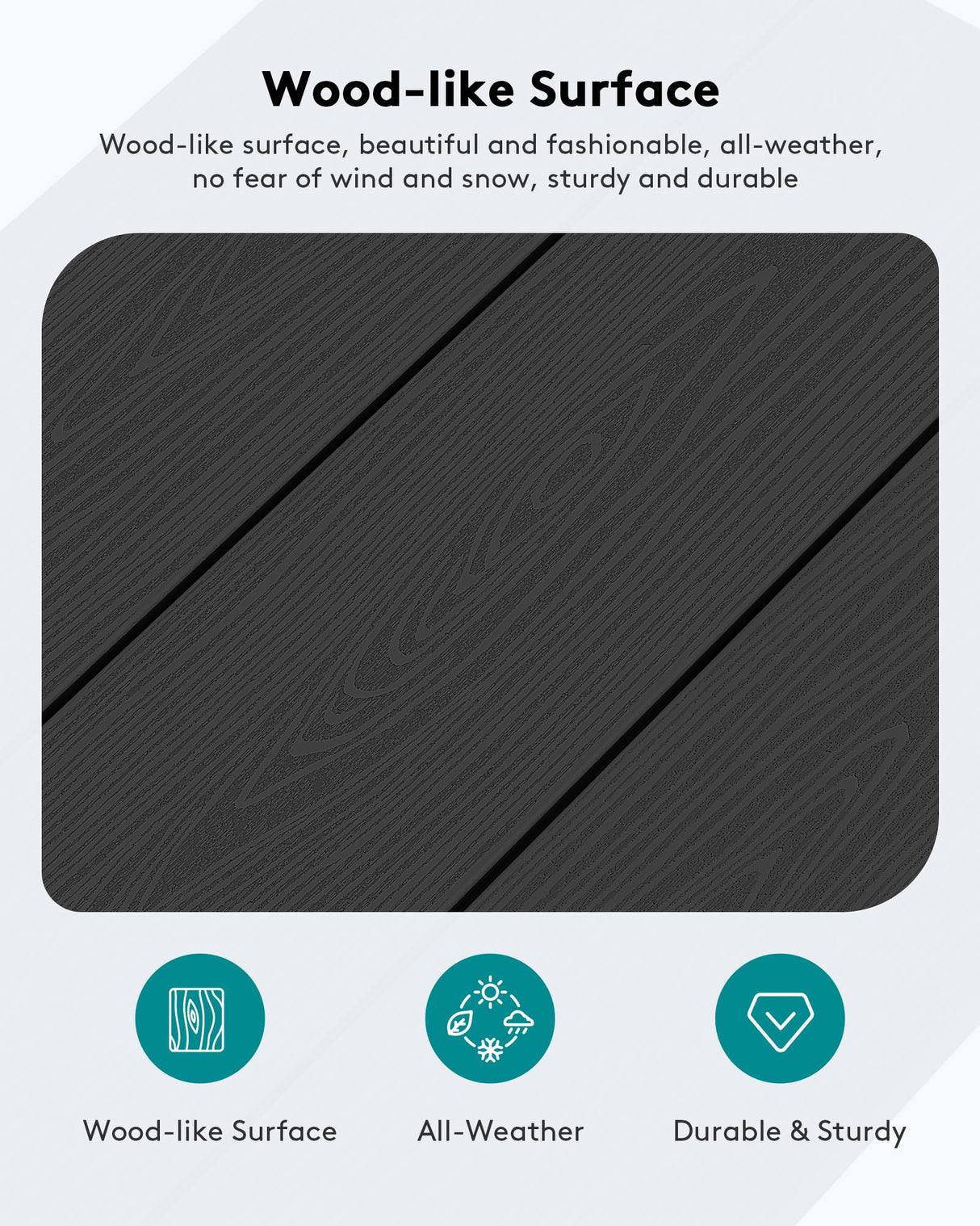 SERWALL HDPE Patio Coffee Table for Balcony, Deck, Black SERWALL