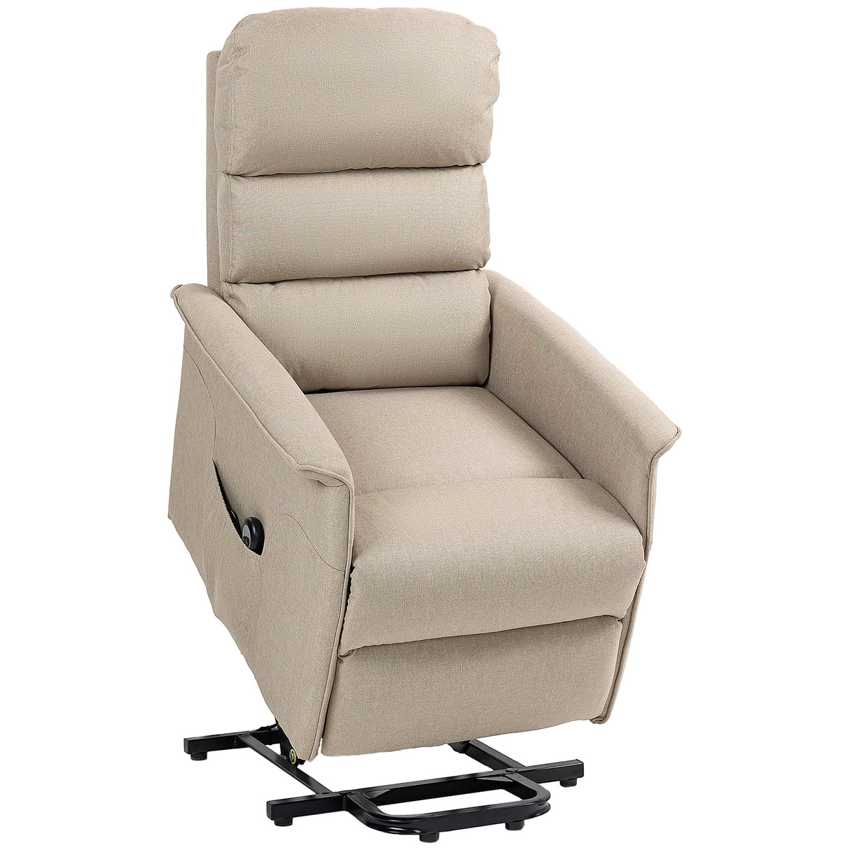 HOMCOM Power Lift Recliner Chair for Elderly, Easy Assembly, Fabric Lift Chair for Adults, Recliner Sofa with Remote Control, Side Pockets for Living Room, Beige HOMCOM
