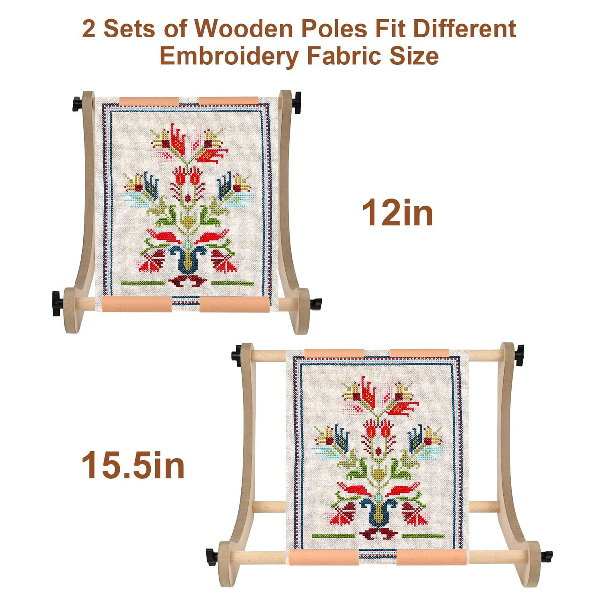 Embroidery Table Stand - Adjustable Cross Stitch Hoop Stand, Wood Embroidery Hoop Stand for Lap or Table, Cross Stitch Frame with 2 Sizes Rod embhand