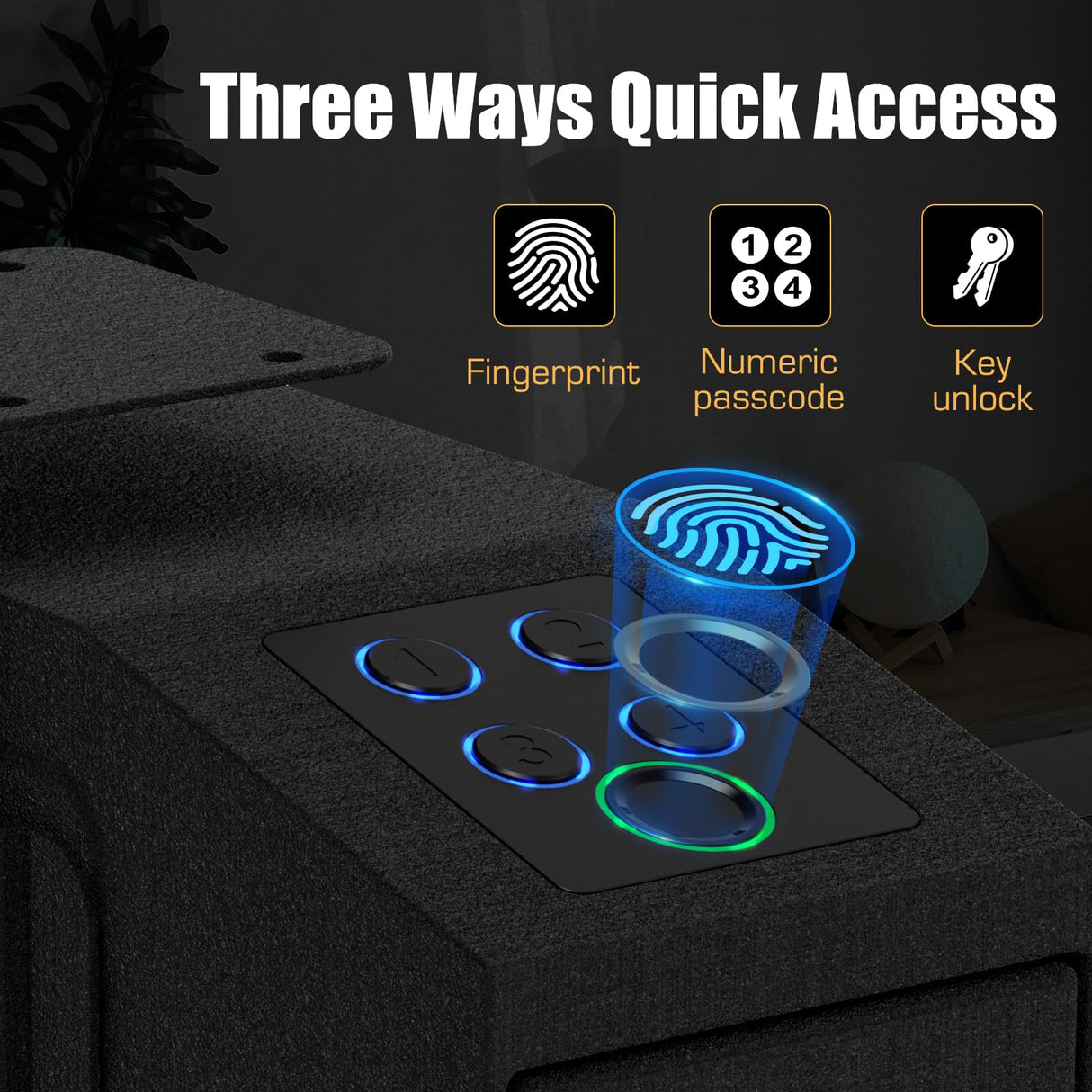 HARDROCK Biometric Slider Gun Safe for Handgun,Hidden Fingerprint Gun Safe Box for Home Nightstand Desk Bedside,Wall Mounted Lock Quickly Access Sliding Door Pistol safes,PIN Code Key HARDROCK