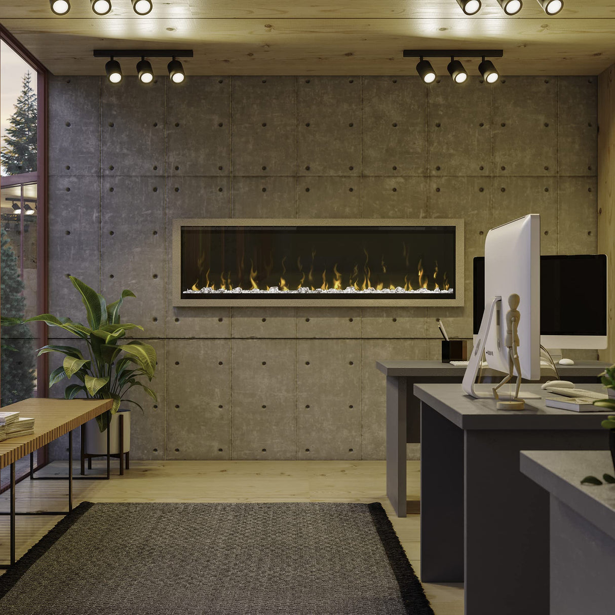 Dimplex IgniteXL 60" Built-in Linear Electric Fireplace (Model: XLF60), 8530/5118 BTU, 240/120 Volt, 2500/1500 Watt, Black DIMPLEX