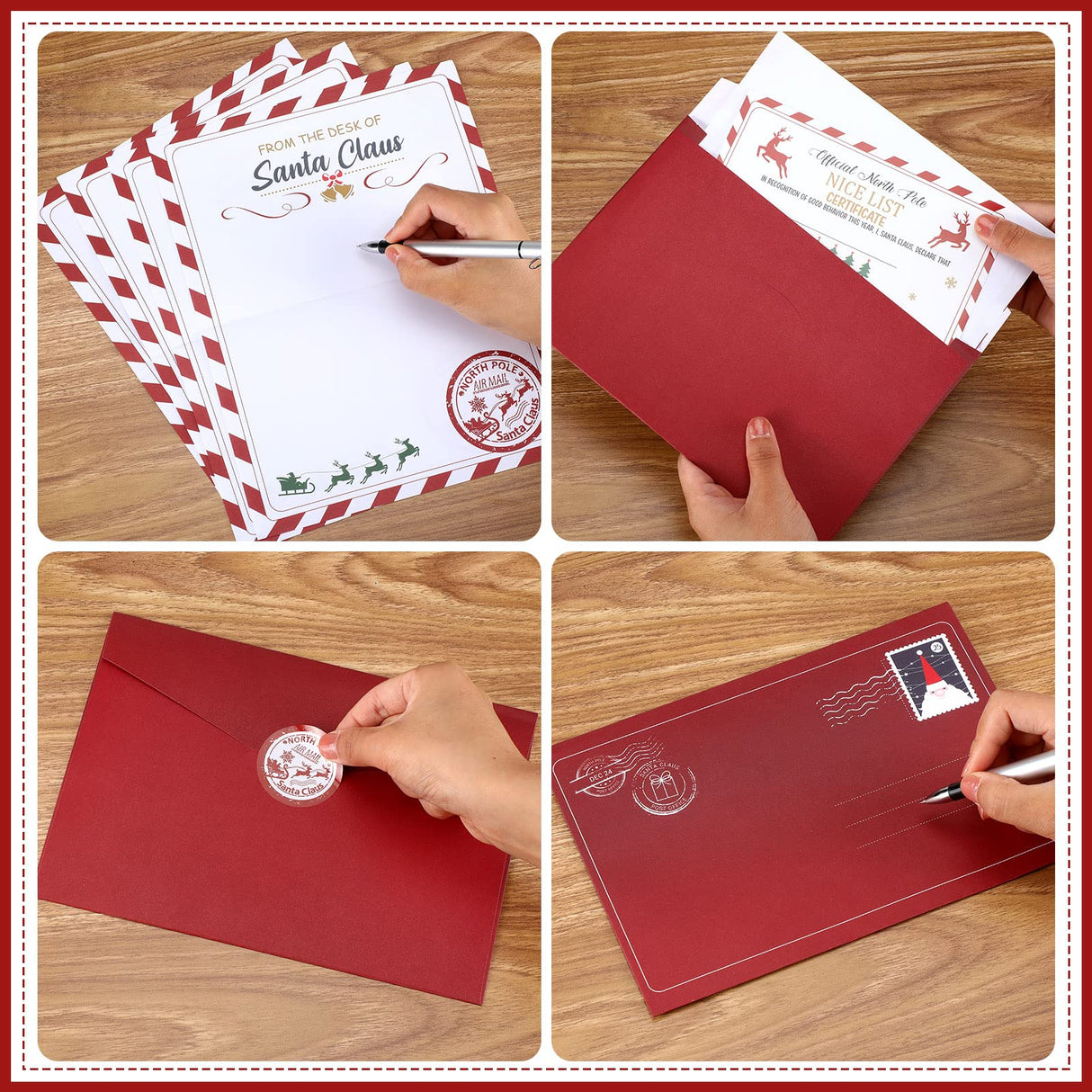 Tinlade 12 Sets Christmas Official Letter and Certificate from Santa Claus Including Nice List Certificate North Pole Writing Letter Christmas Stickers Envelopes for Family(Santa Claus) Tinlade