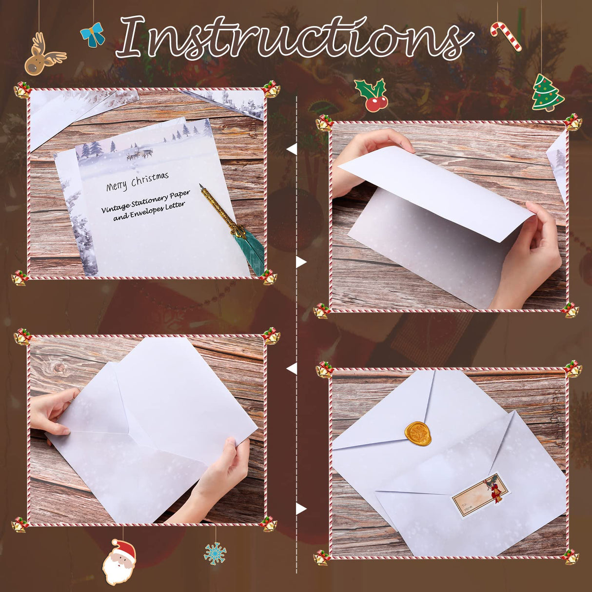 40 Pcs Winter Stationery Paper and Envelopes Set Christmas Stationery Paper Set 8.5 x 11 Inches, 20 Letter Writing Print Paper and 20 Vintage Envelopes Outus
