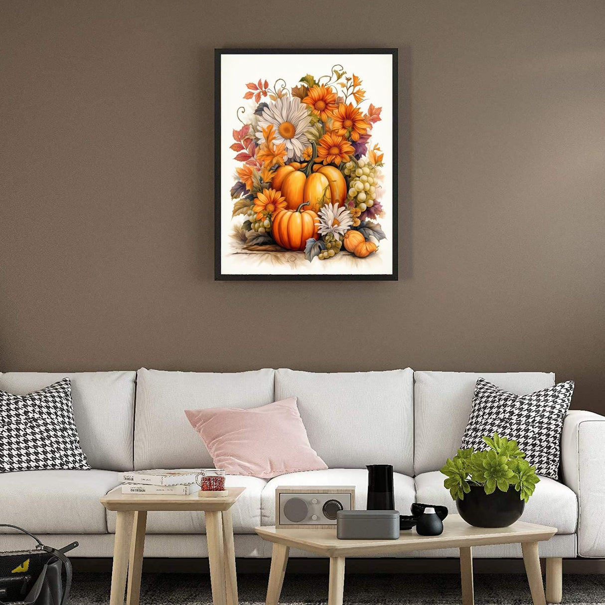 MjhRcll Fall Paint by Numbers for Adults,Pumpkins Paint by Numbers Kits for Beginner,Happy Fall Paint by Number on Canvas for Holiday Home Wall Decor 16X20 Inch MjhRcll