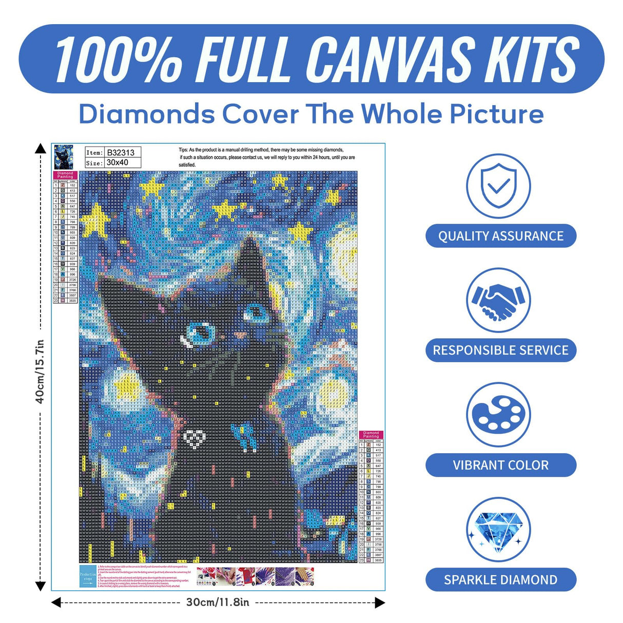 SANYUN Cat Diamond Art Kits for Adults,Starry Night Diamond Painting Kits, Animals Paint by Diamonds Pictures for Beginners Teenagers,Perfect for Home Office Decor 12x16 inch SANYUN