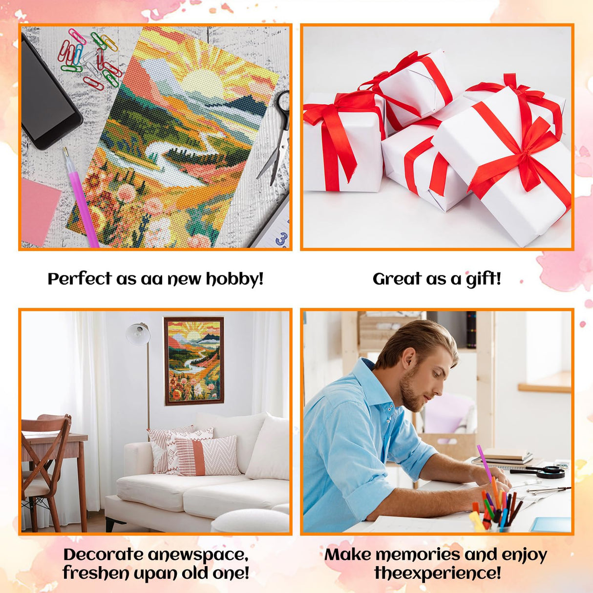 NPCSWXQ Diamond Painting Landscape,5D Diamond Painting Kits for Adults Beginners, DIY Full Drill Diamond Painting Sunrise Mountains and Rivers Painting for Home Wall Bedroom Decor Gifts 12x16Inch NPCSWXQ