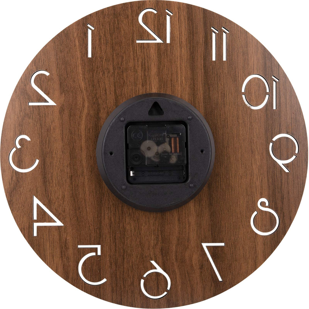 Nicunom 12 Inch Wooden Wall Clock, Cut-Out Numbers Design, Rustic Country Style Wall Clocks, Silent Non-Ticking, Decor for Home Living Room Bedroom Kitchen Office - Battery Operated Nicunom