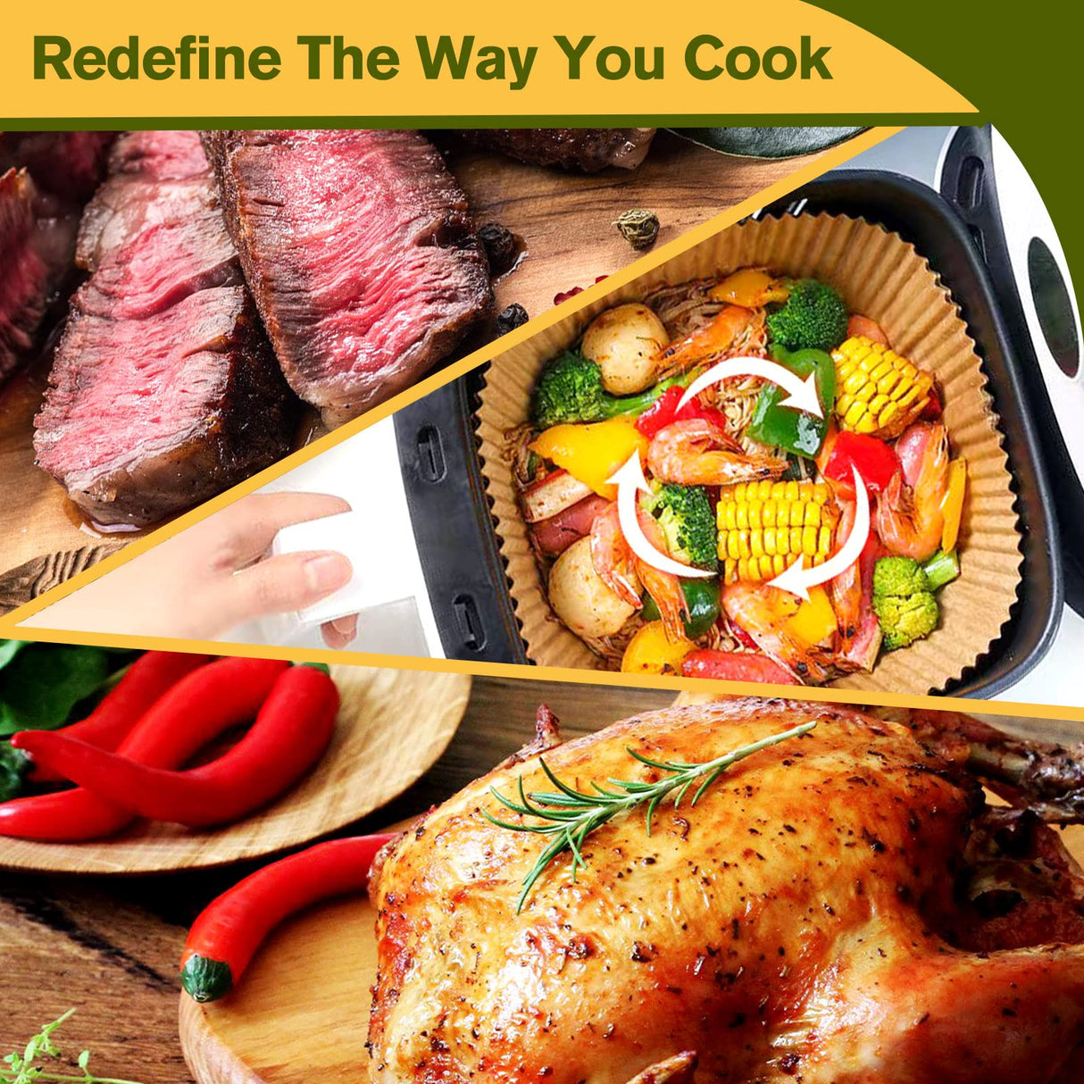 Large Air Fryer Disposable Paper Liners Square 9 Inch, 125 Pcs Parchment paper liner for 5-8QT Air fryer, Oil-proof, Water-proof, Parchment Baking Paper for Baking Roasting Microwave mutvle