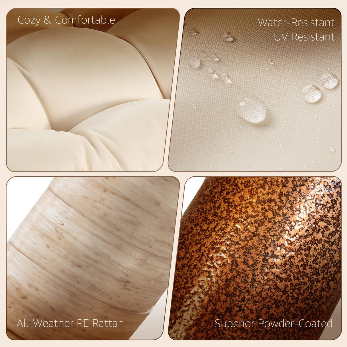 NICESOUL Oversized 2 Person Double Egg Chair Indoor Outdoor, Wide Large Swing Chair with Stand, All-Weather Patio Hanging Egg Hammock Seating, 700lbs Sturdy Porch Swings for Backyard, Cream with Cover NICESOUL