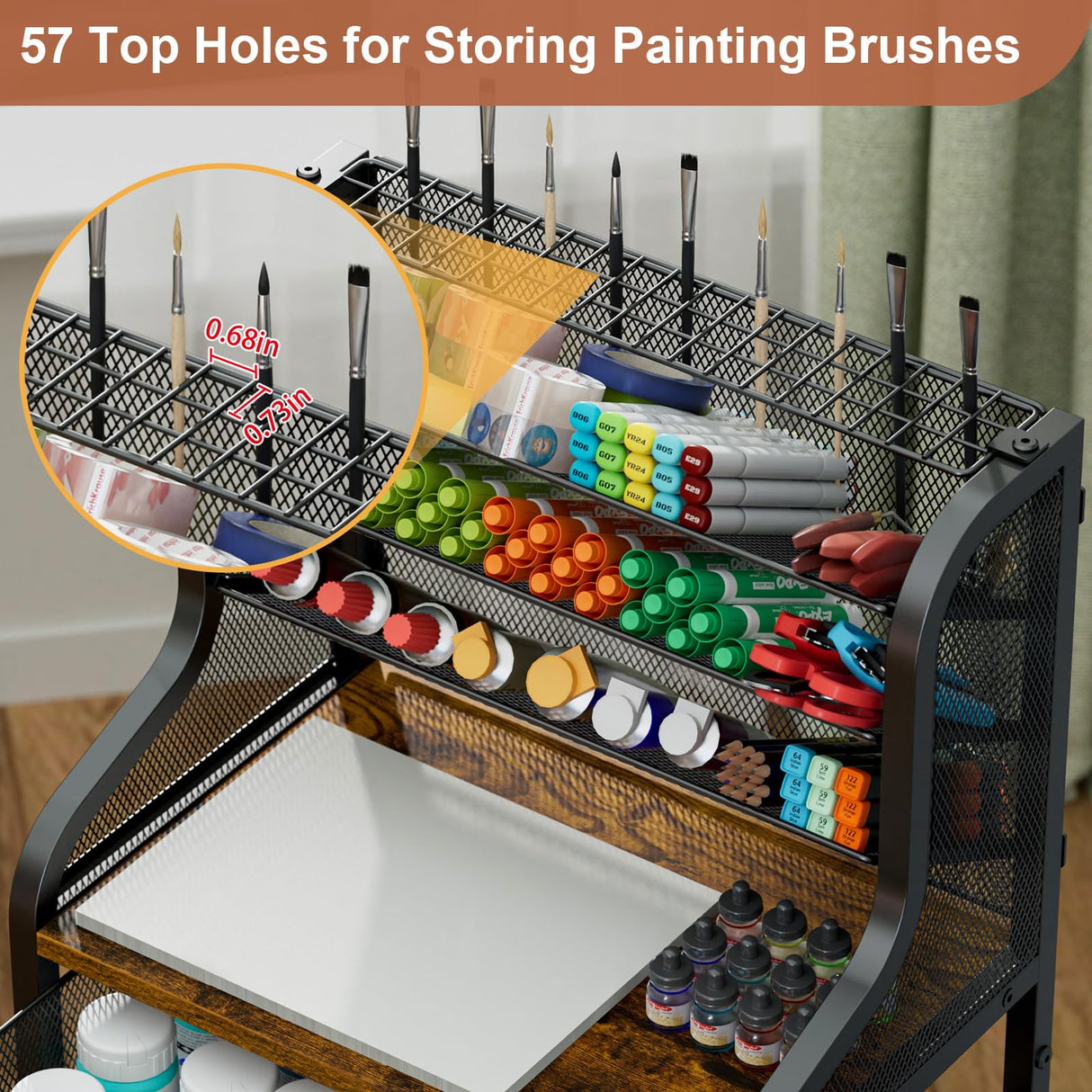 Jakyitvi Large 7-Tier Rolling Utility Cart with Drawer, 40.15in Tall Metal Craft & Art Storage Organizer with Lockable Wheels, Storage for Art Studio, Drawing Room, Paints & Supplies Jakyitvi