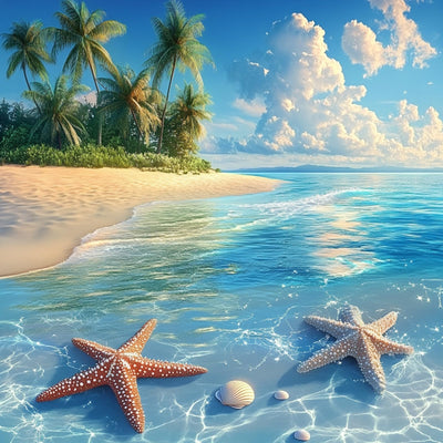 Miwixy Beach Diamond Art Kits for Adults,Summer Diamond Painting Kit,5D Full Drill Round Diamond Dots Paintings Canvas for Beginners Home Wall Decor12x12inch (Beach-A)