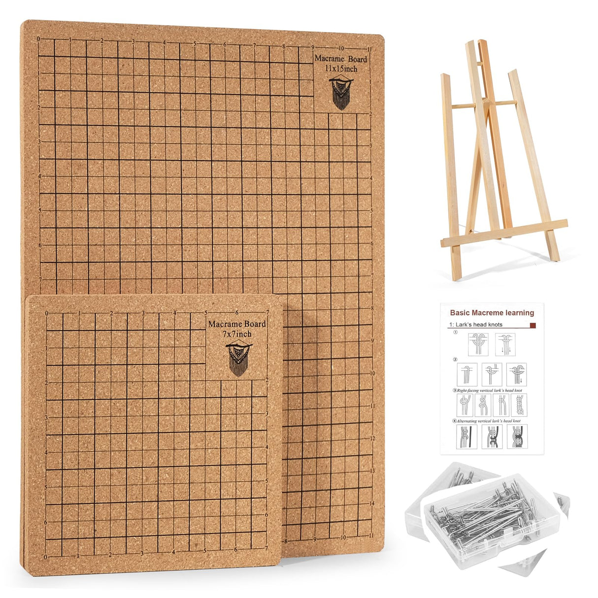 MicoSim 53 PCS Macrame Board Set with Holder and T-pins for Braiding & Cording,Macramé Project Board for Braiding Bracelet Creating Macrame and Knotting Creations MicoSim