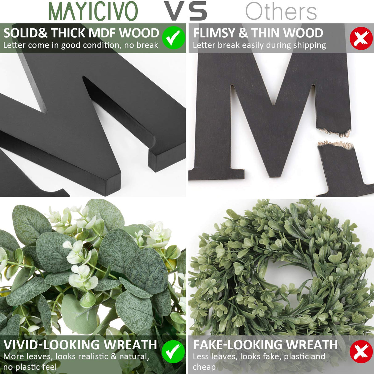 Wood Home Sign for Wall Decor Wooden Home Letters with Wreath Artificial Eucalyptus Modern Decorative Hanging Farmhouse Home Sign for Living Room Kitchen Housewarming Gifts St Patricks Day Decoration MAYICIVO