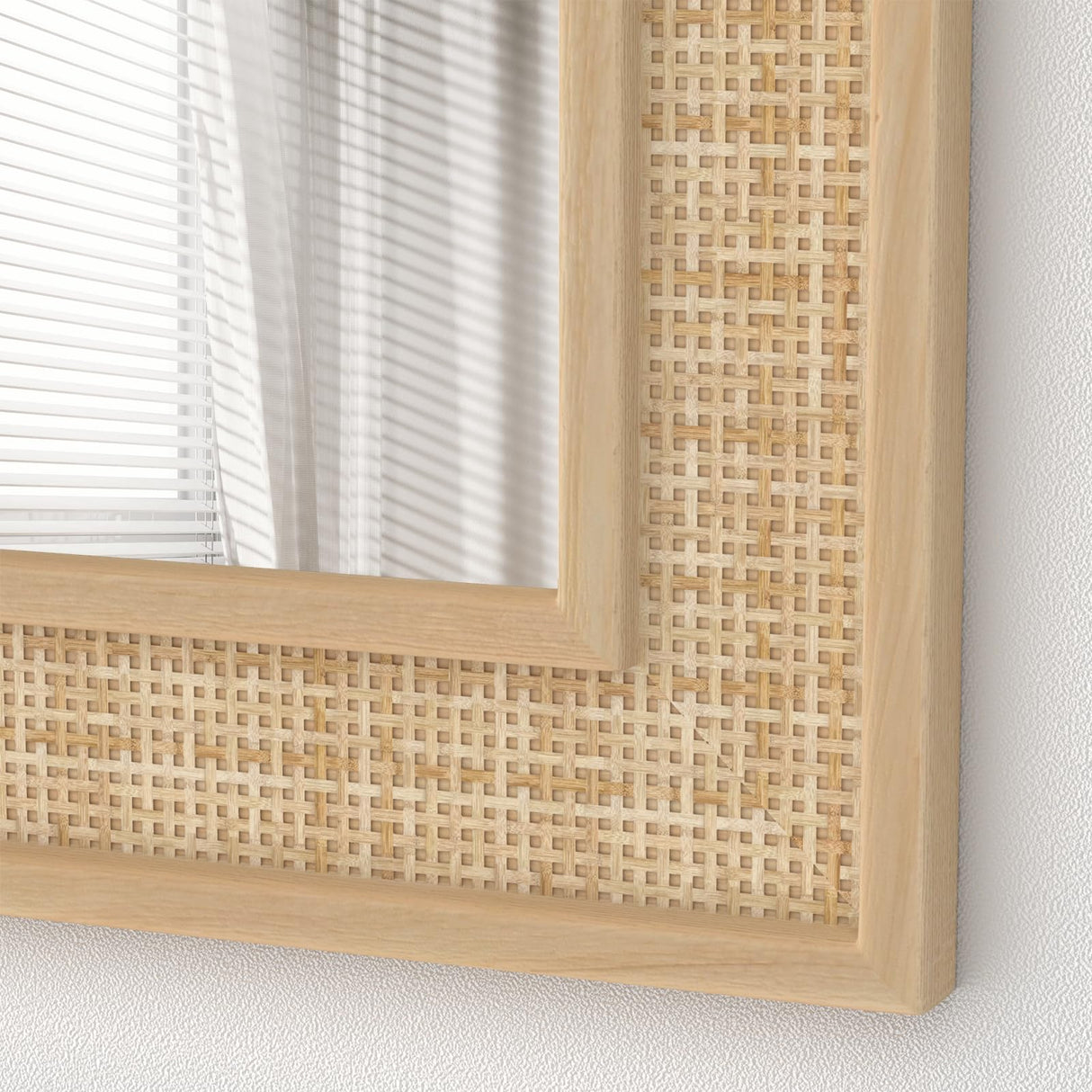 FUWU HOME Rattan Full Length Mirror, 24 X 60 inch Wood Bathroom Vanity Mirror, Free Standing or Wall Mounted Full Body Mirror for Bedroom, Living Room, Dressing Room FUWU HOME