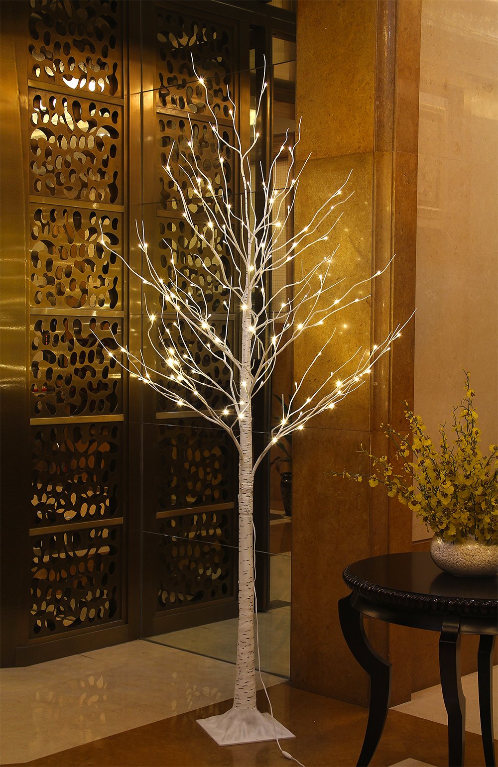 LIGHTSHARE 8FT 132 LED Birch Tree,Home,Festival,Party,Christmas,Indoor and Outdoor Use,Warm White LIGHTSHARE