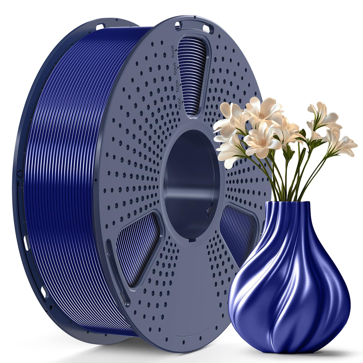 SUNLU TPU-Silk 3D Printer Filament, 98A TPU Filament 1.75mm, Glossy Silk Surface TPU Filament, Flexible TPU 3D Printing Filament, Dimensional Accuracy +/- 0.03mm, 1kg(2.2lbs) Spool, Royal Blue SUNLU