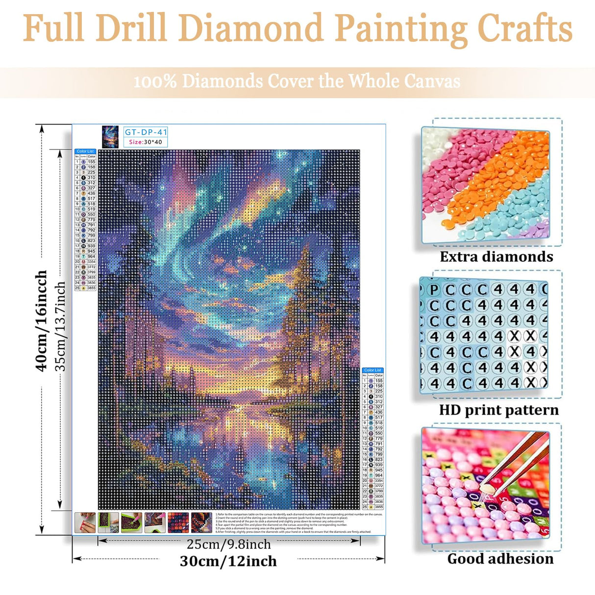 Gamteldot Starry Sky Diamond Art Kits for Adults-5D Diamond Painting Kits with Complete DIY Tools,Full Drill Diamond Dots Gem Art Crafts for Adults,Perfect Home Wall Decor and Gift-12x16in Gamteldot