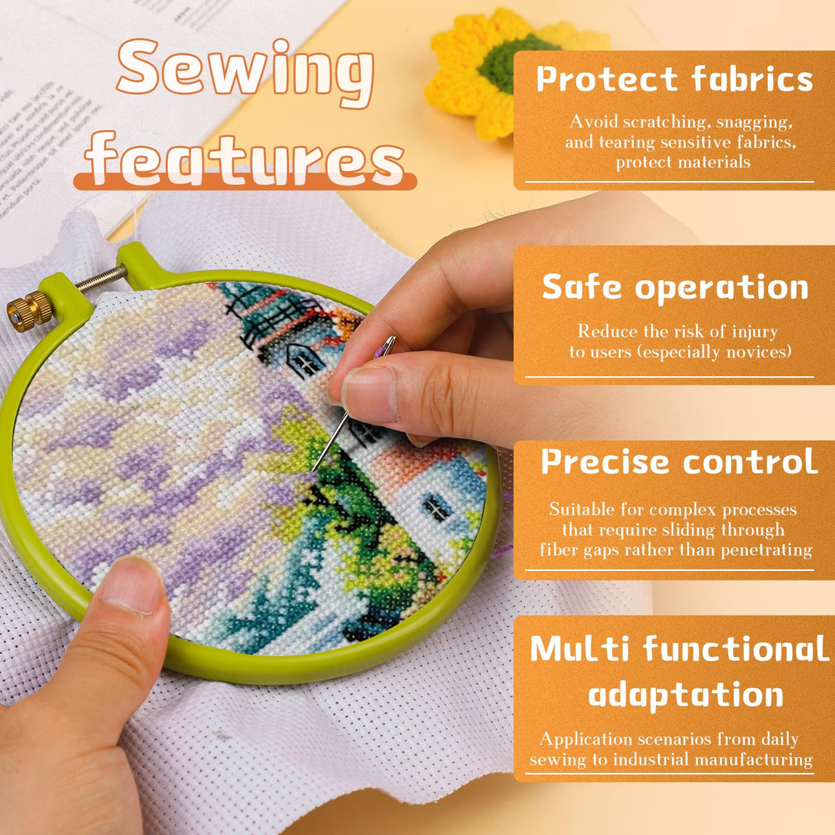 TLKKUE 12 Pcs/3 Sizes Large-Eye Blunt Needles, Stainless Steel Yarn Needle with Needle Threader, Tapestry Needle for Sewing Crochet Knitting Embroidery (Silver) TLKKUE