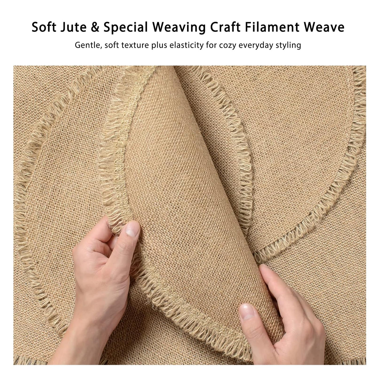 Round Burlap Placemats Set of 12 Jute Rustic Place Mats for Dining Tables Heat Resistant Natural Farmhouse Table Mats Decor for Thanksgiving (Tassel) Noctiflorous