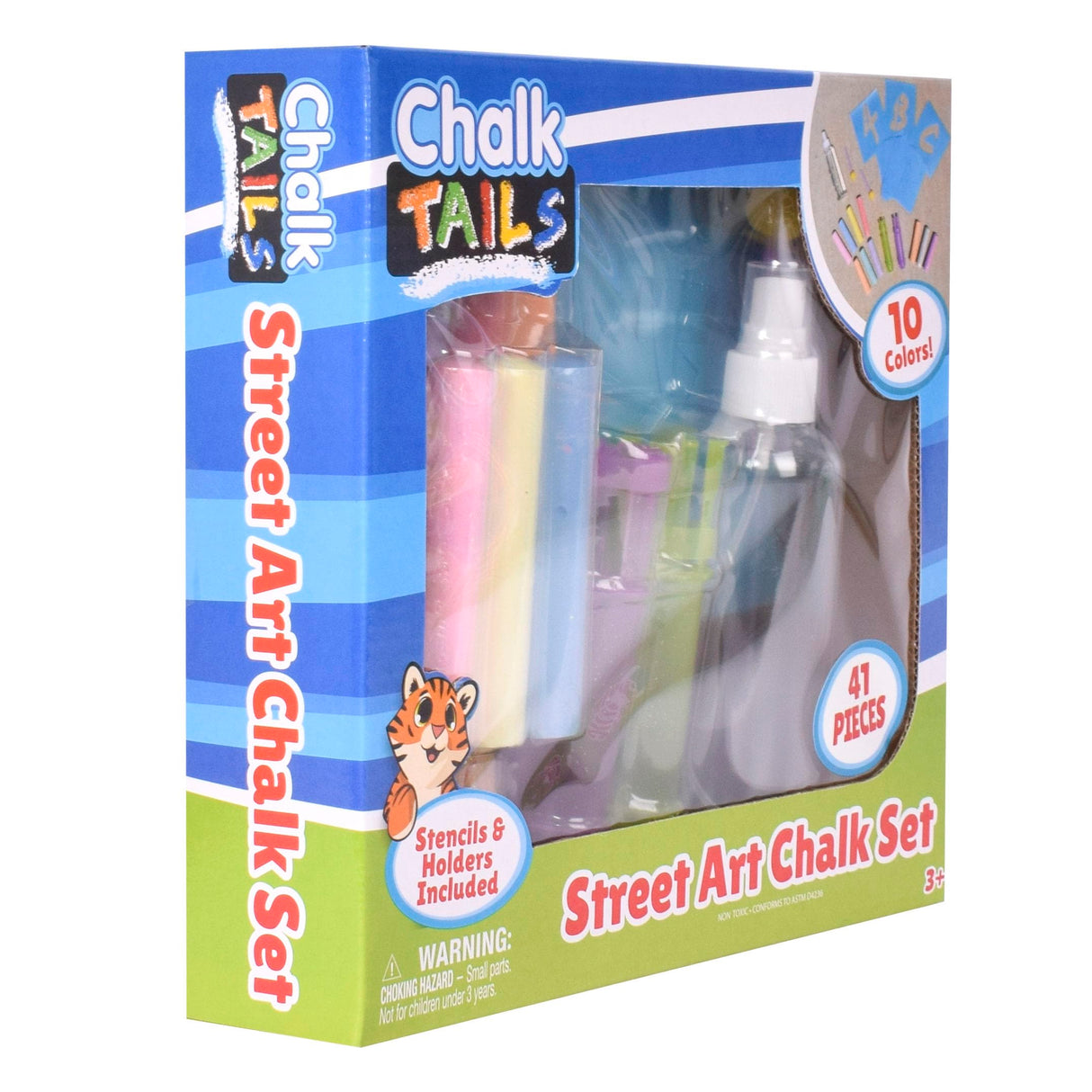 Sunny Days Entertainment, LLC. Creative Chalk Activity Set includes 35 Stencils, 10 Colors, 2 Blending Sponges, 2 Chalk Holders, 1 Spray Bottle | Activity and Games Kids Ages 3+ Sunny Days Entertainment