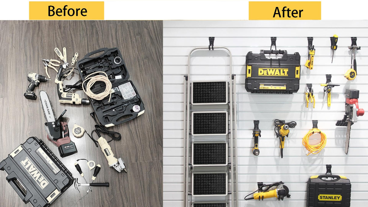 ATOOLA Slatwall Hooks, Garage Slatwall Accessories, Multi Size Slat Wall Accessory, 14 Pack Utility Hooks for Slatwall ATOOLA