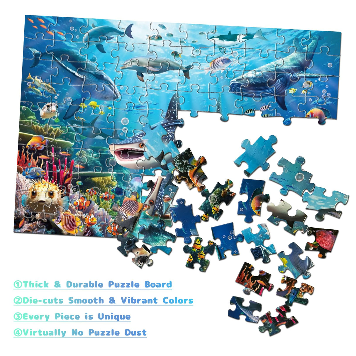 JOYZEXY Puzzles for Kids Ages 4-6 6-8 8-10, Underwater World Ocean Puzzles 100 Pieces for Kids Learning Educational Puzzle Toys for Boys and Girls JOYZEXY