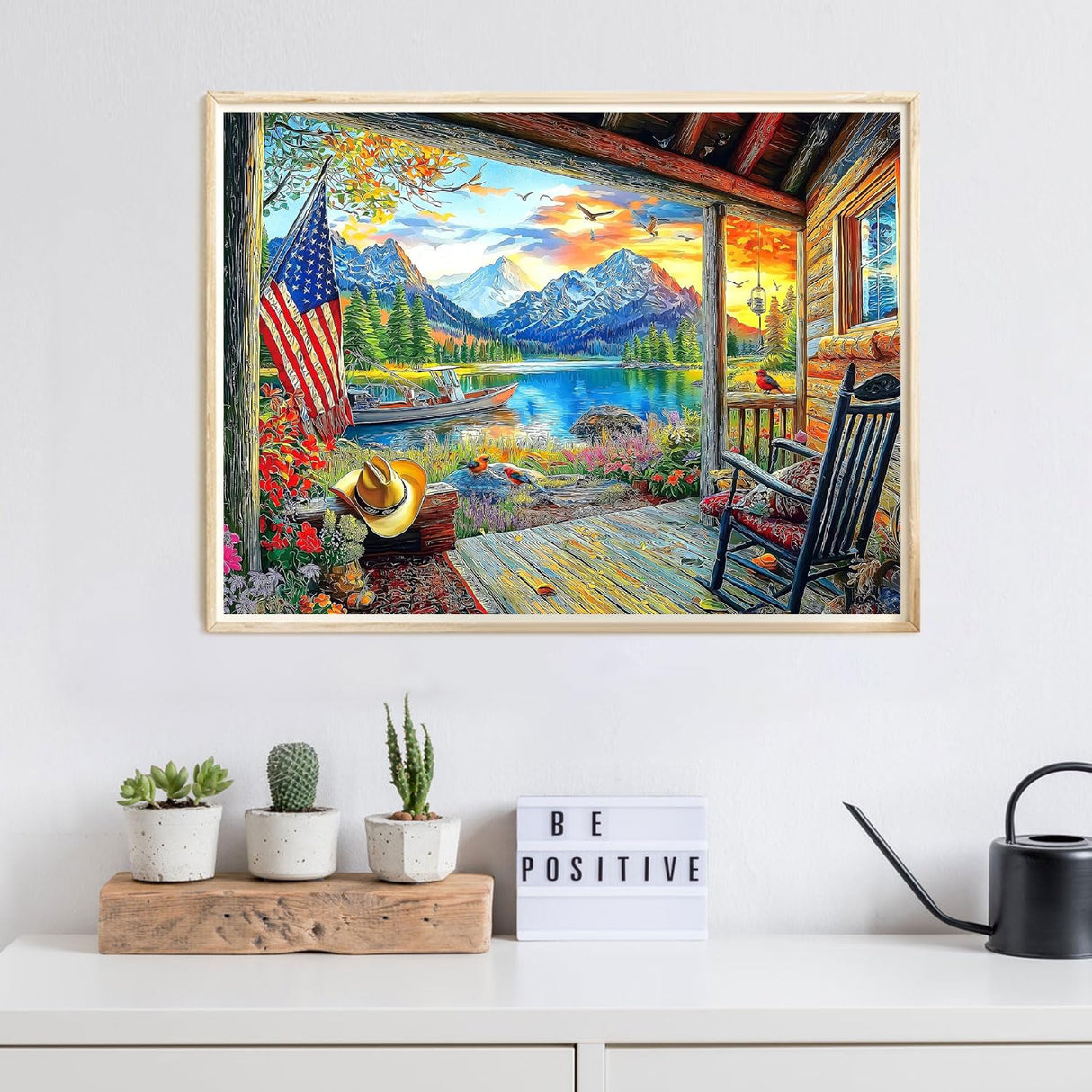 Diamond Art Kits for Adults Beginner- Lake Village Sunset DIY Modern Diamond Painting Kits 5D Diamond Dots Gem Art Crafts with Tools- Round Full Drill Funny Crafts for Home Wall Decor&Gift-12x16 inch Fairyland JinWenn