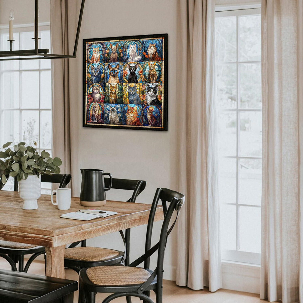 Stained Glass Puzzle Cat Puzzles for Adults 1000 Pieces, Colorful Kitty Kitten Collage Puzzles 1000 Pieces, Hard Difficult Impossible Challenging Jigsaw Puzzles for Adults PICKFORU