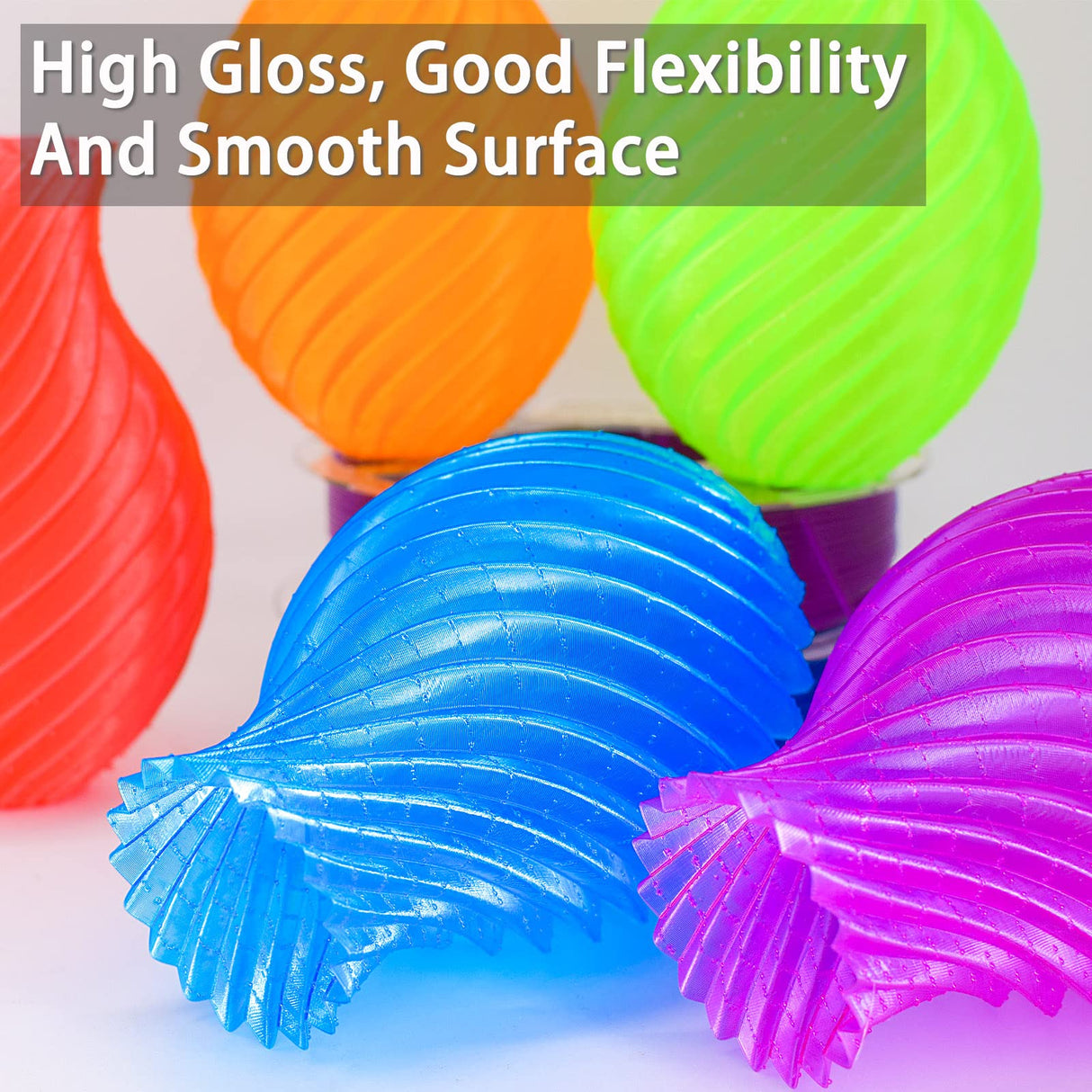 LOCYFENS PETG Filament 1.75mm, Clear Transparent Filament 5 Colors, 3D Printer Filament Bundle Multicolor, 1.75 PETG +/- 0.02mm, 3D Printing Red Green Blue Purple Orange 200g x 5 Spools LOCYFENS