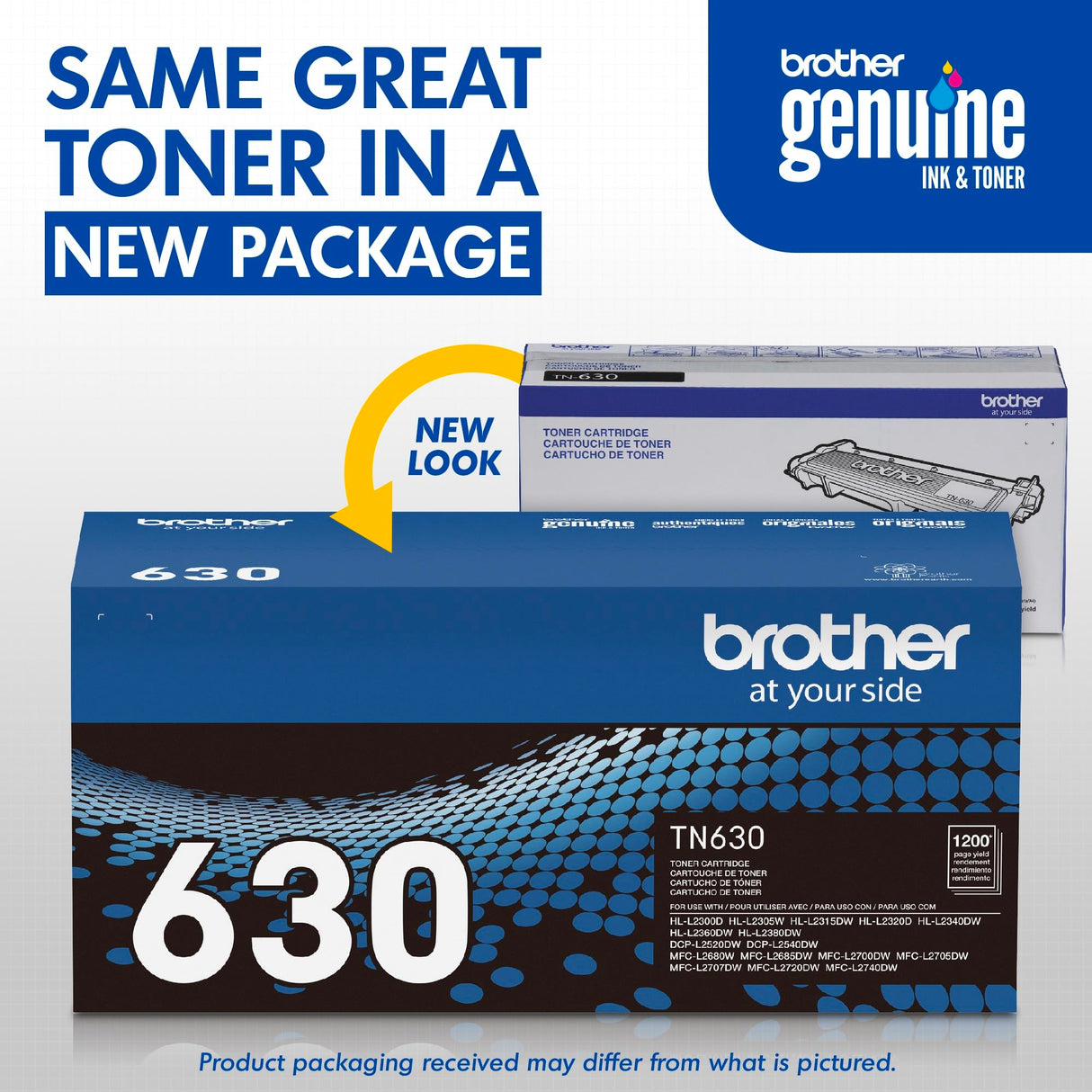 Brother Genuine Standard Yield Toner Cartridge, TN630, Replacement Black Toner, Page Yield Up To 1,200 Pages, Amazon Dash Replenishment Cartridge Brother