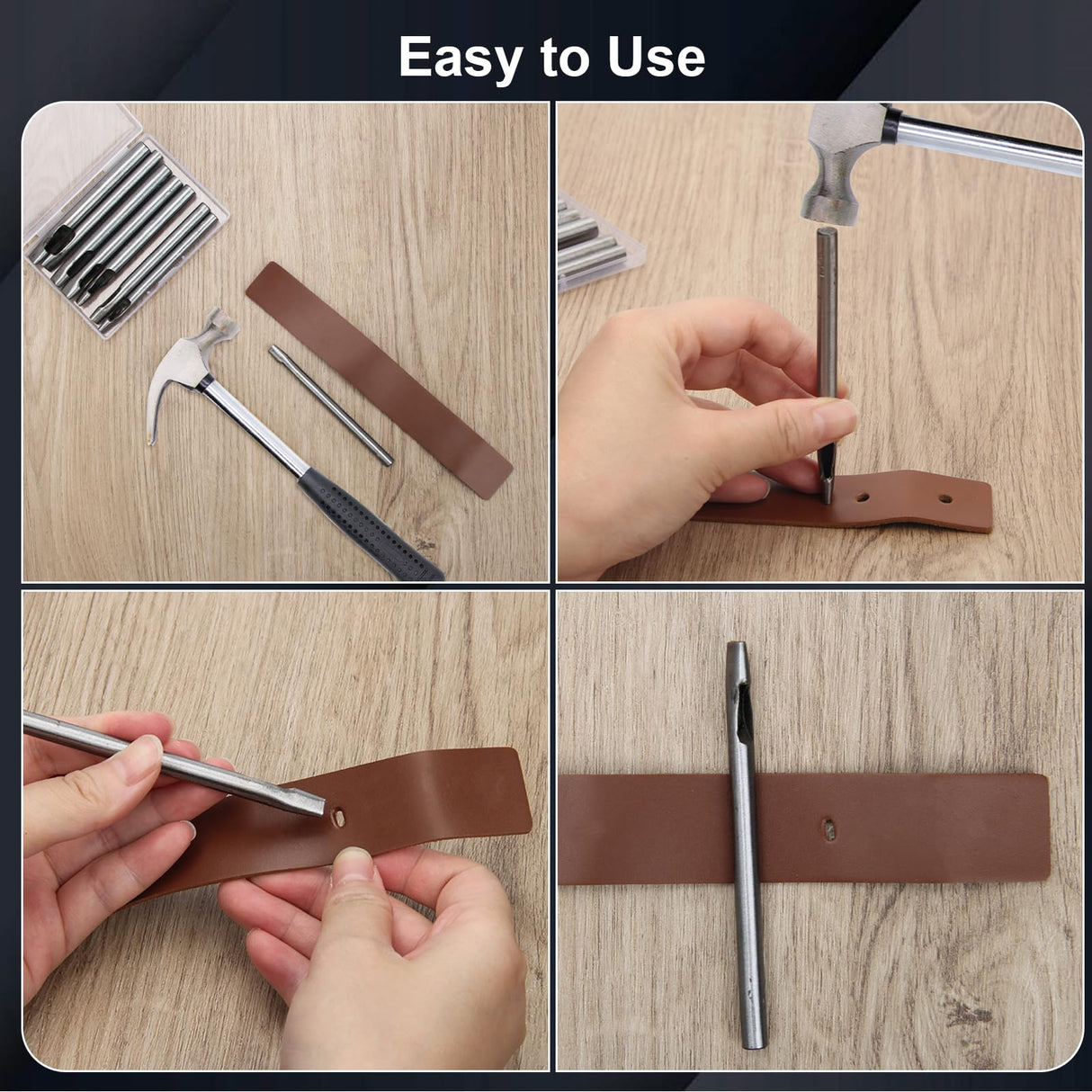 8 Size Oval Hole Punch for Leather 2mm-5mm, Boyistar Leather Craft Punch Tools Set Hollow Punching Oval Belt Hole Cutter Tool for Watch Band, Belt, Leather Crafting with Storage Box Boyistar