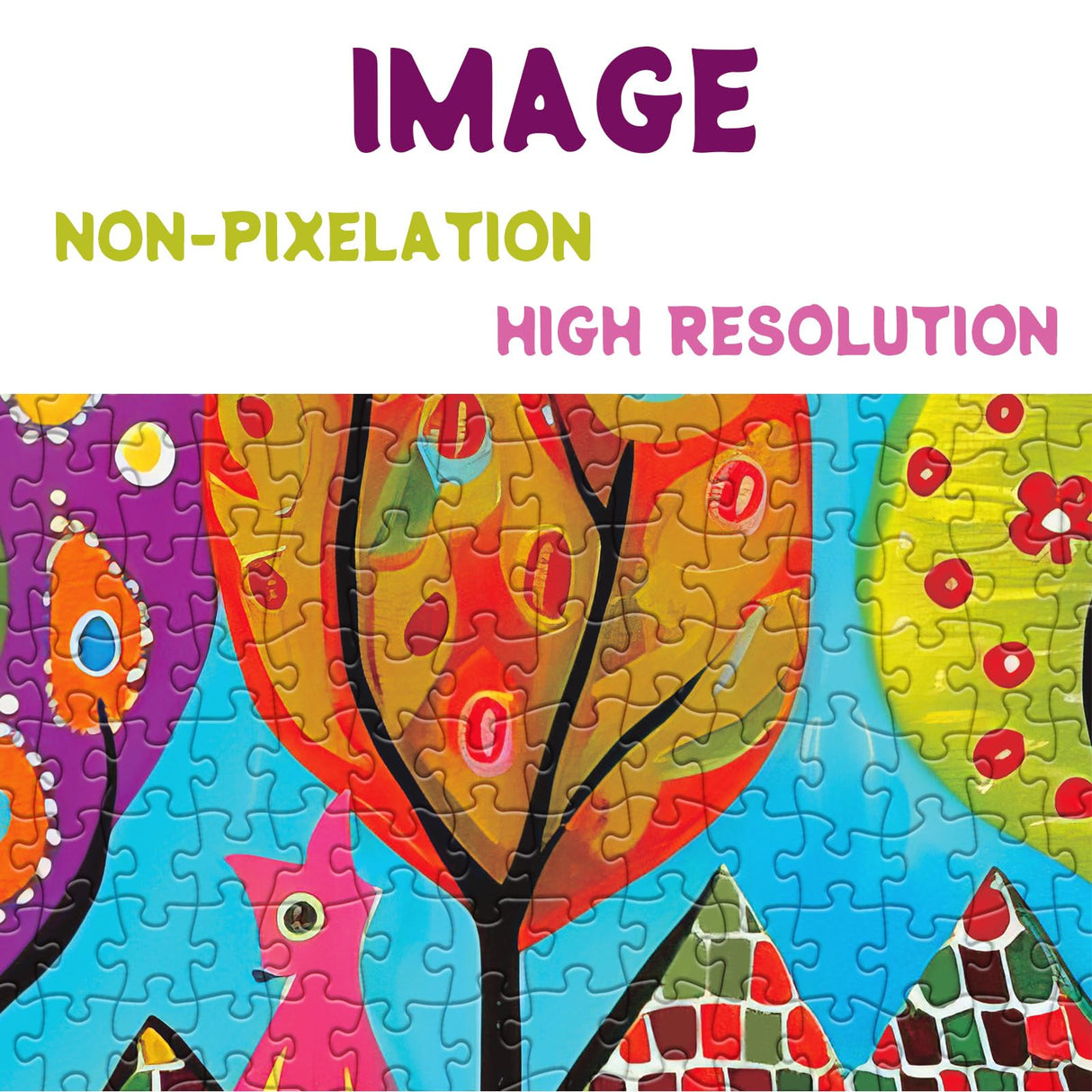 Colorful Fantasy Village Puzzles for Adults 1000 Pieces, Cute Art House Jigsaw Puzzles, Nature Funny Beautiful Puzzles BBOLDIN