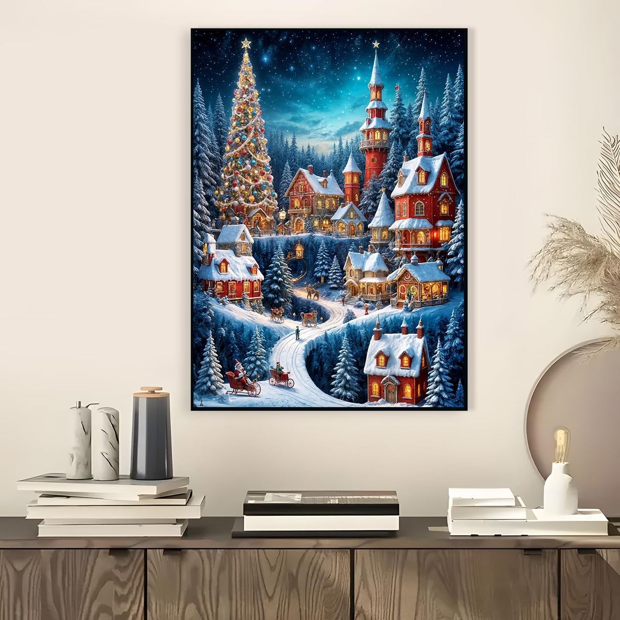 Winter Castle House Diamond Art Painting Kits for Adults, Christmas Diamond Painting Kits for Adults Beginners, 5D DIY Full Drill Diamond Dot Gem Art Kits for Adult, Home Wall Decor 11.8x15.7 Inch AWLNKMC